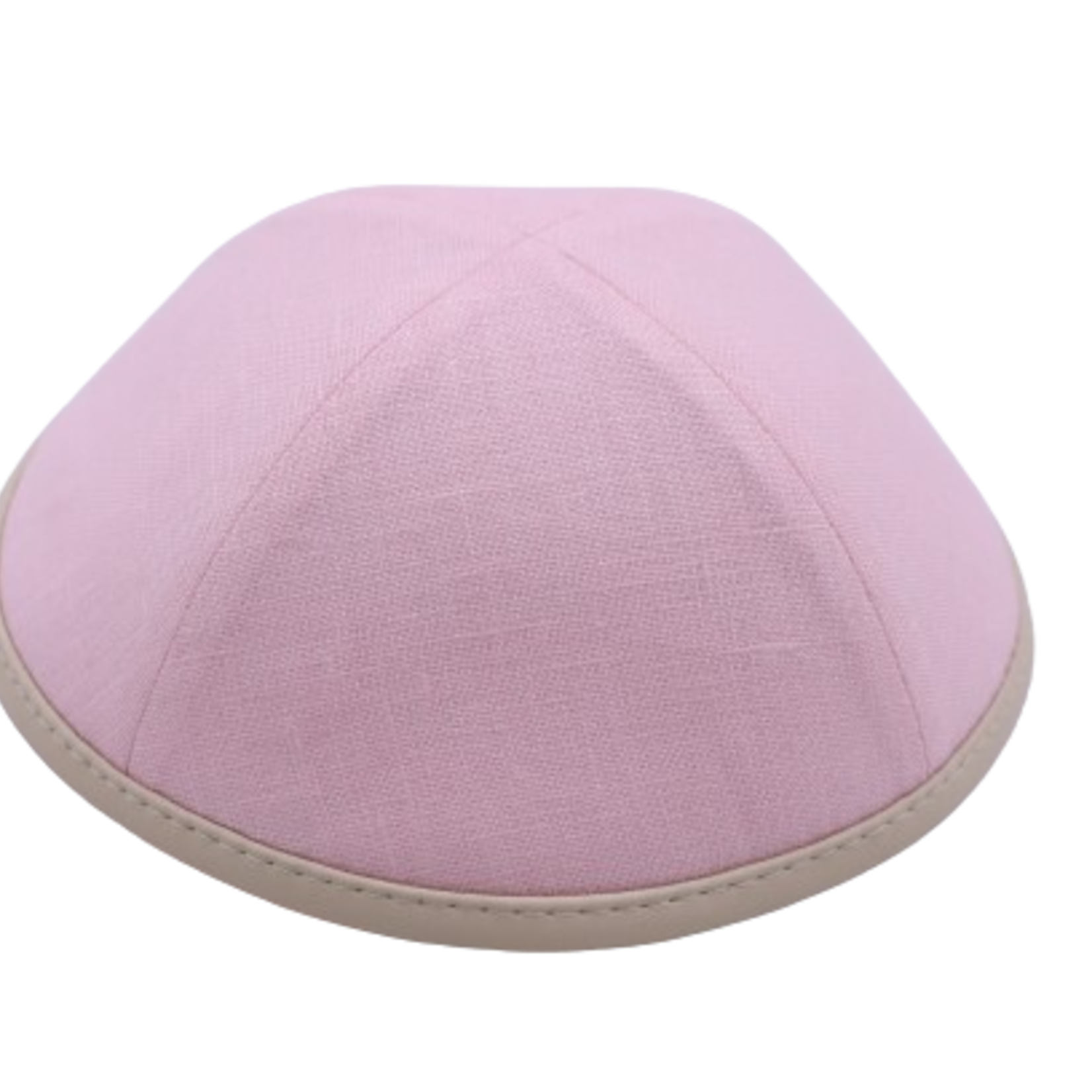 Coolkippahs Linen Pink- Beige Leather Trim