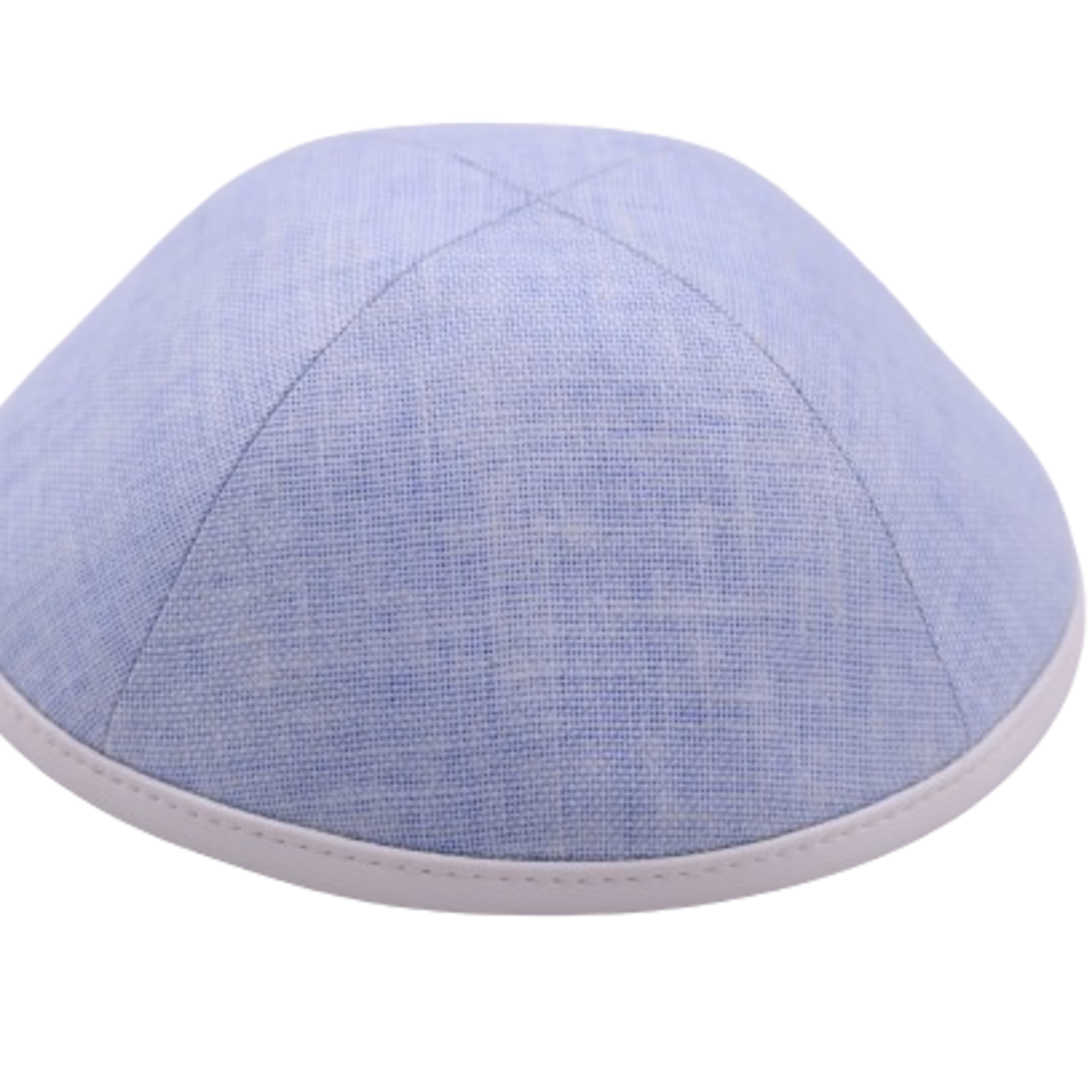 Coolkippahs Linen Lt Blue- White Leather Trim