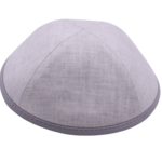 Coolkippahs Linen Lt Grey- Dk Grey Leather Trim with clips