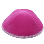 Coolkippahs Velvet Hot Pink- Pink/Blue Trim With Clips