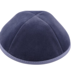 Coolkippahs Grey/Blue Velvet Pleather Trim