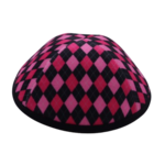 Coolkippahs Velvet Black Pink Argyle with Clips