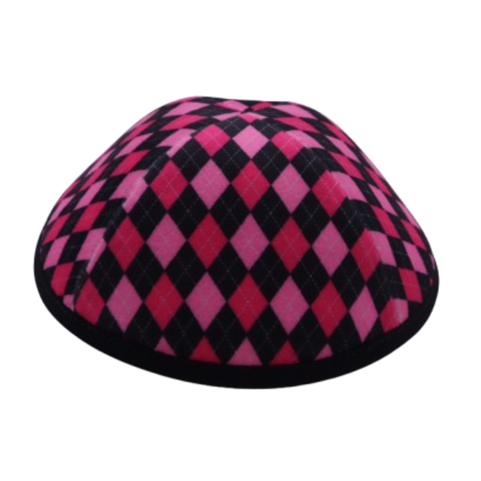Coolkippahs Velvet Black Pink Argyle with Clips
