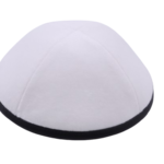 Coolkippahs Velvet White- Black Leather Trim