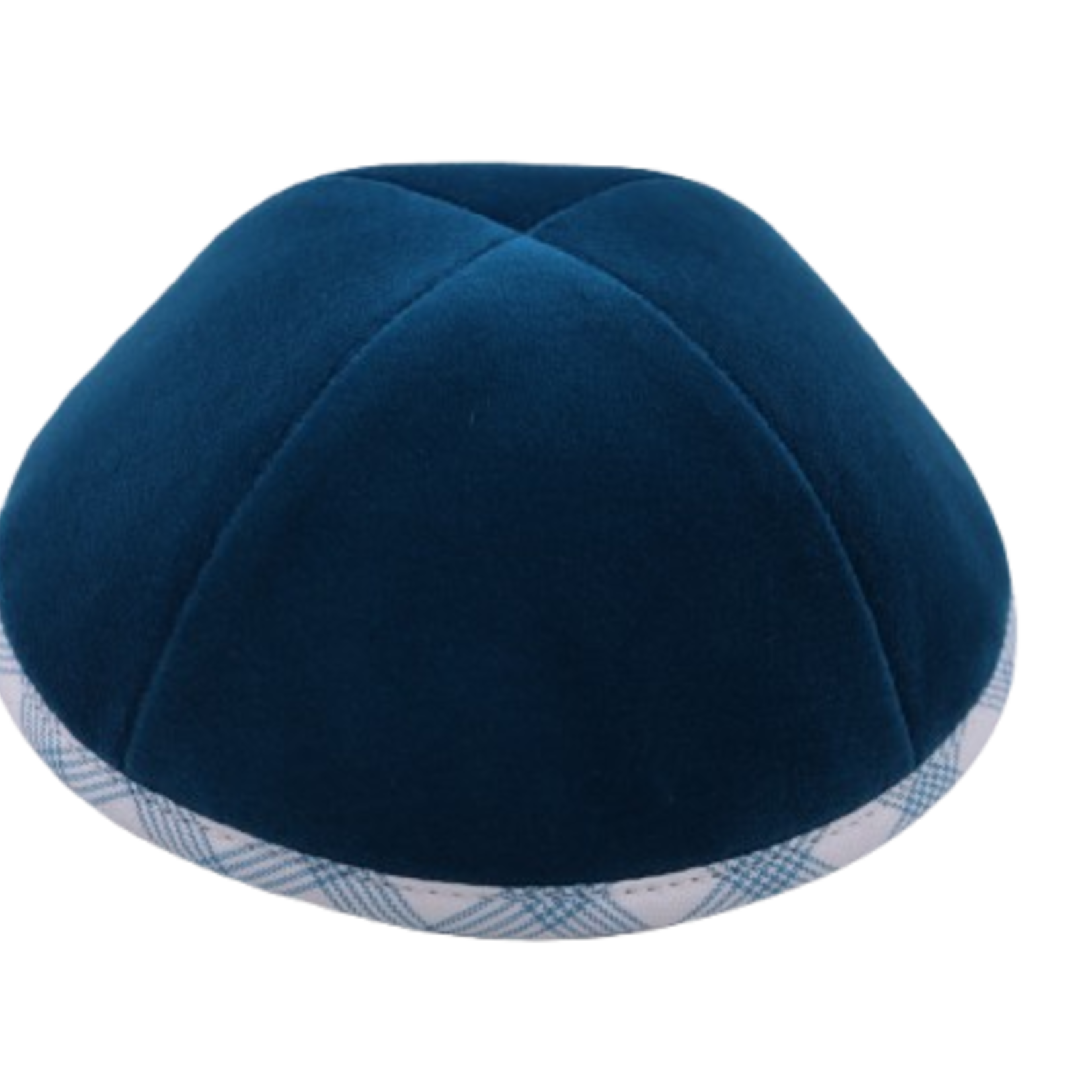 Coolkippahs Velvet Teal- White/Teal Trim With Clips