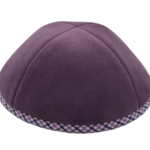 Coolkippahs Velvet Mauve- Check Trim With Clips