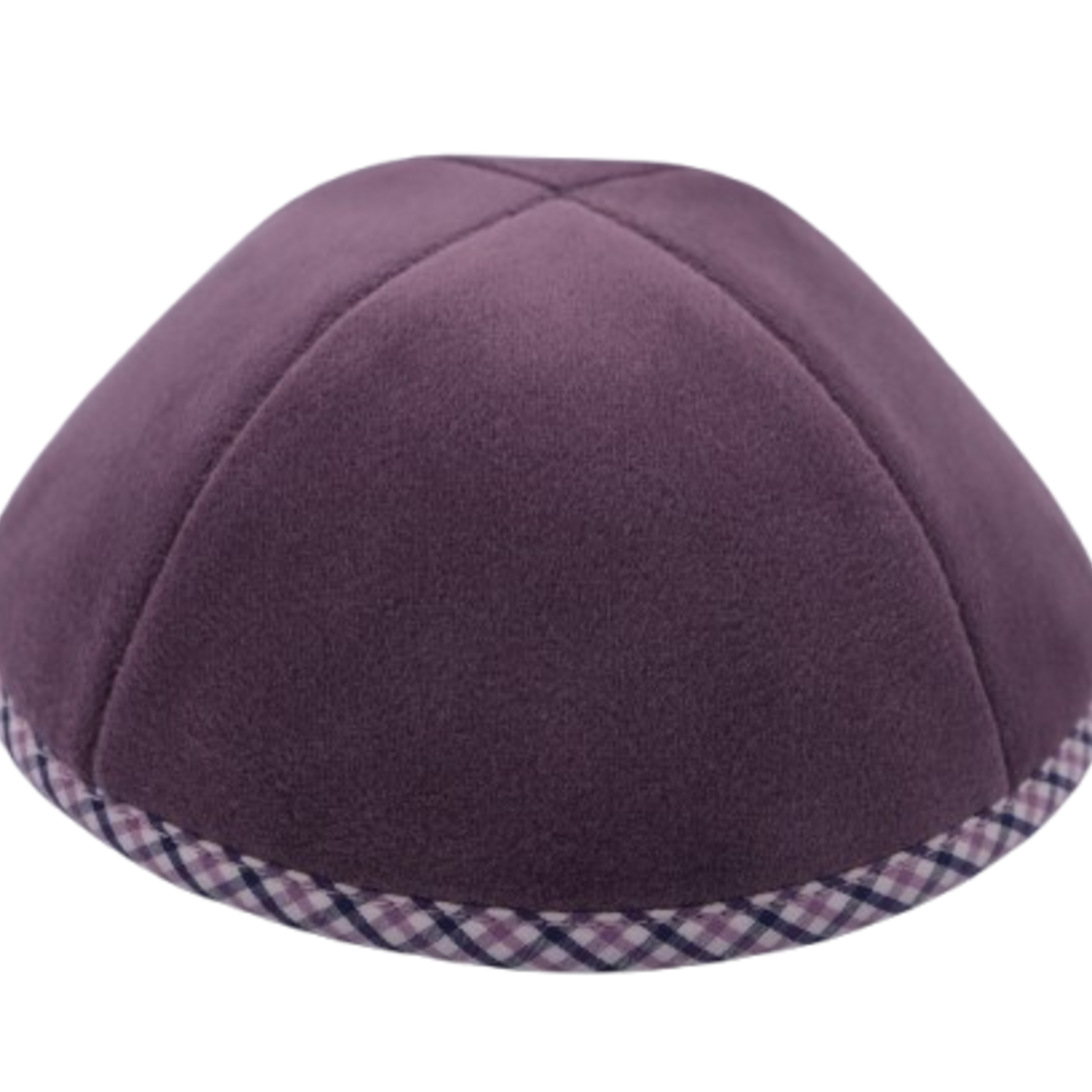 Coolkippahs Velvet Mauve- Check Trim With Clips
