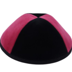 Coolkippahs Velvet Magenta + Black- Burlap Trim with Clips