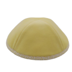 Coolkippahs Velvet Buttercup- Yellow/White Trim With Clips