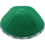 Coolkippahs Velvet Emerald Green- Green/White Trim With Clips