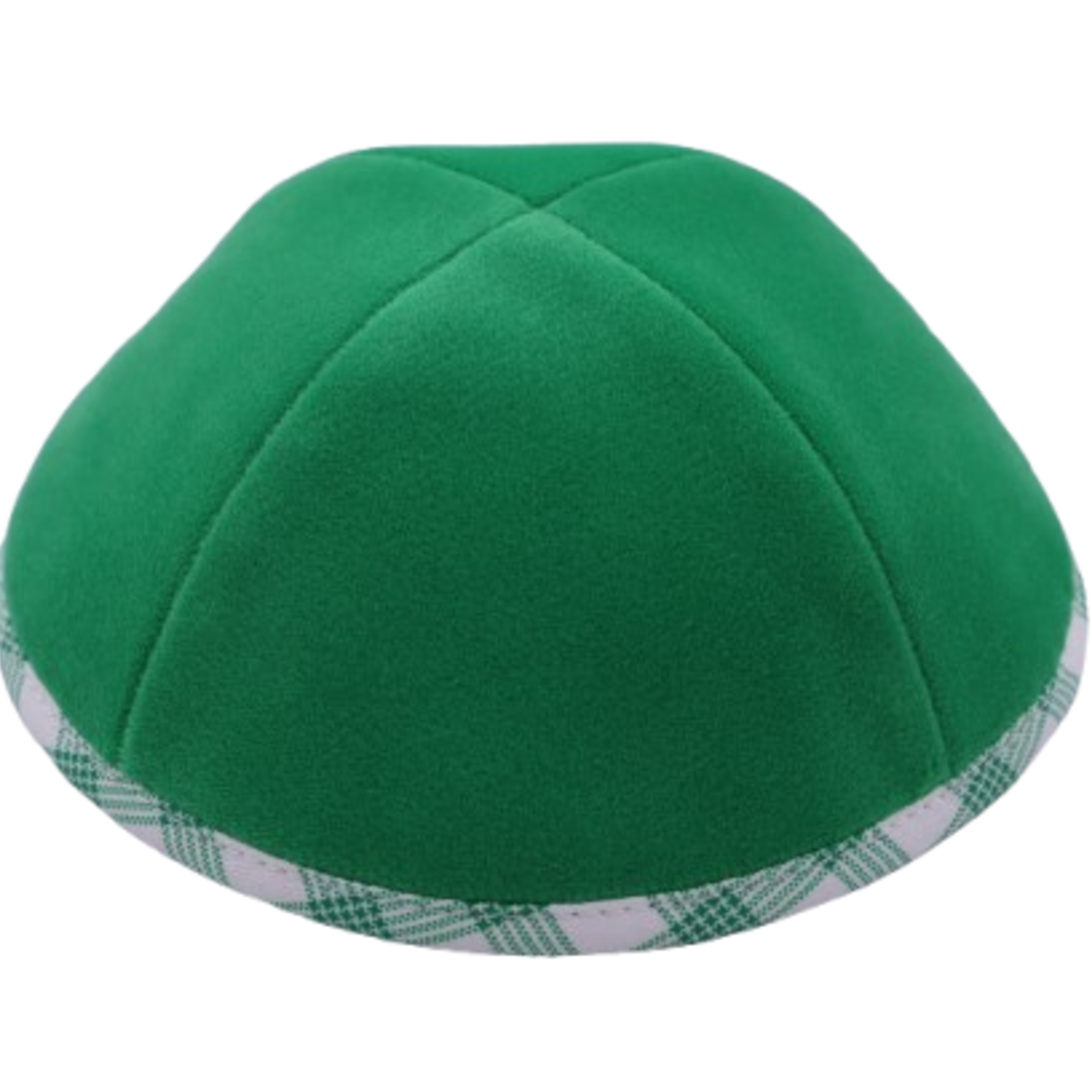 Coolkippahs Velvet Emerald Green- Green/White Trim With Clips