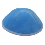 Coolkippahs Velvet Aqua Blue- Aqua/White Trim