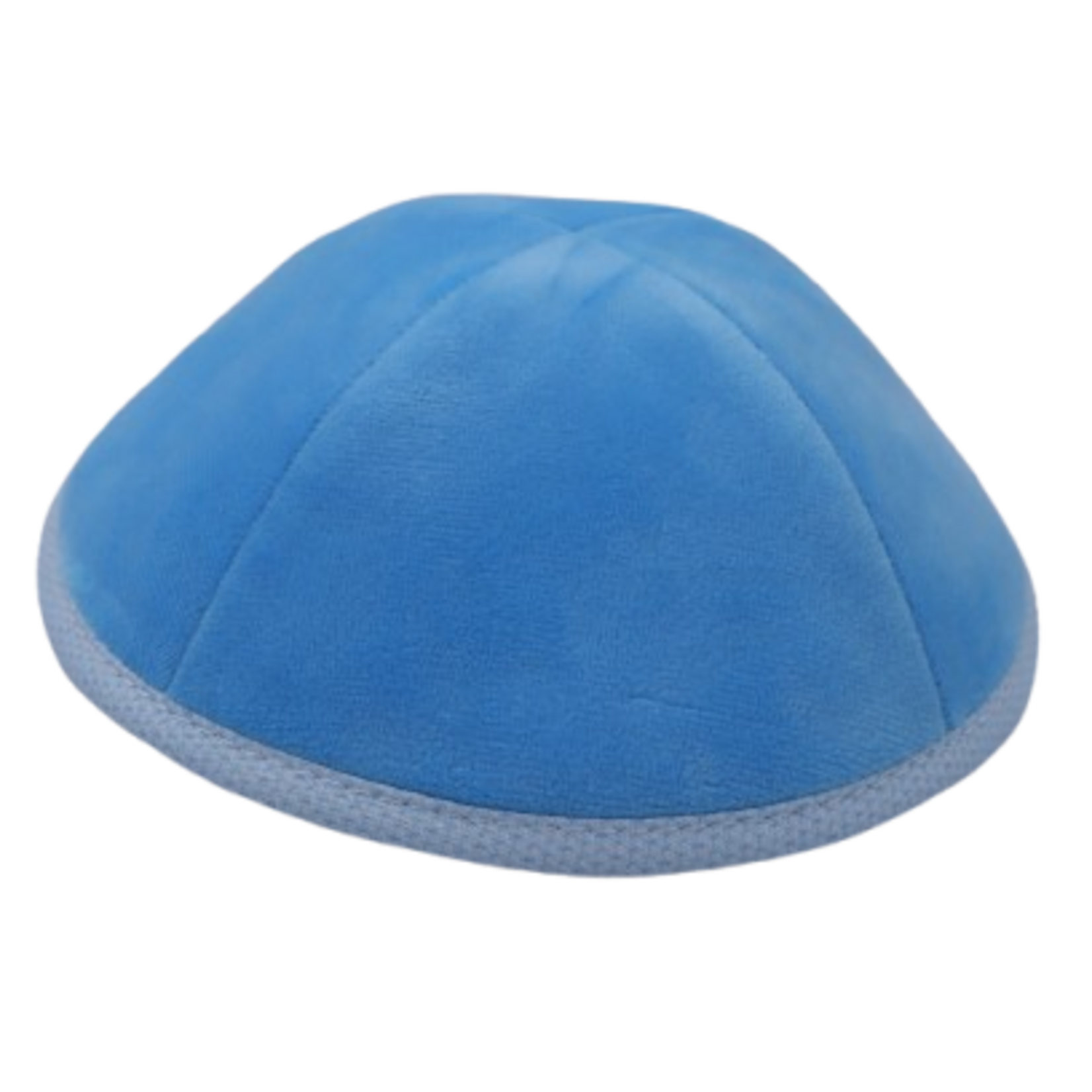 Coolkippahs Velvet Aqua Blue- Aqua/White Trim With Clips