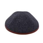 Coolkippahs Wool Grey- Brown Pleather Trim