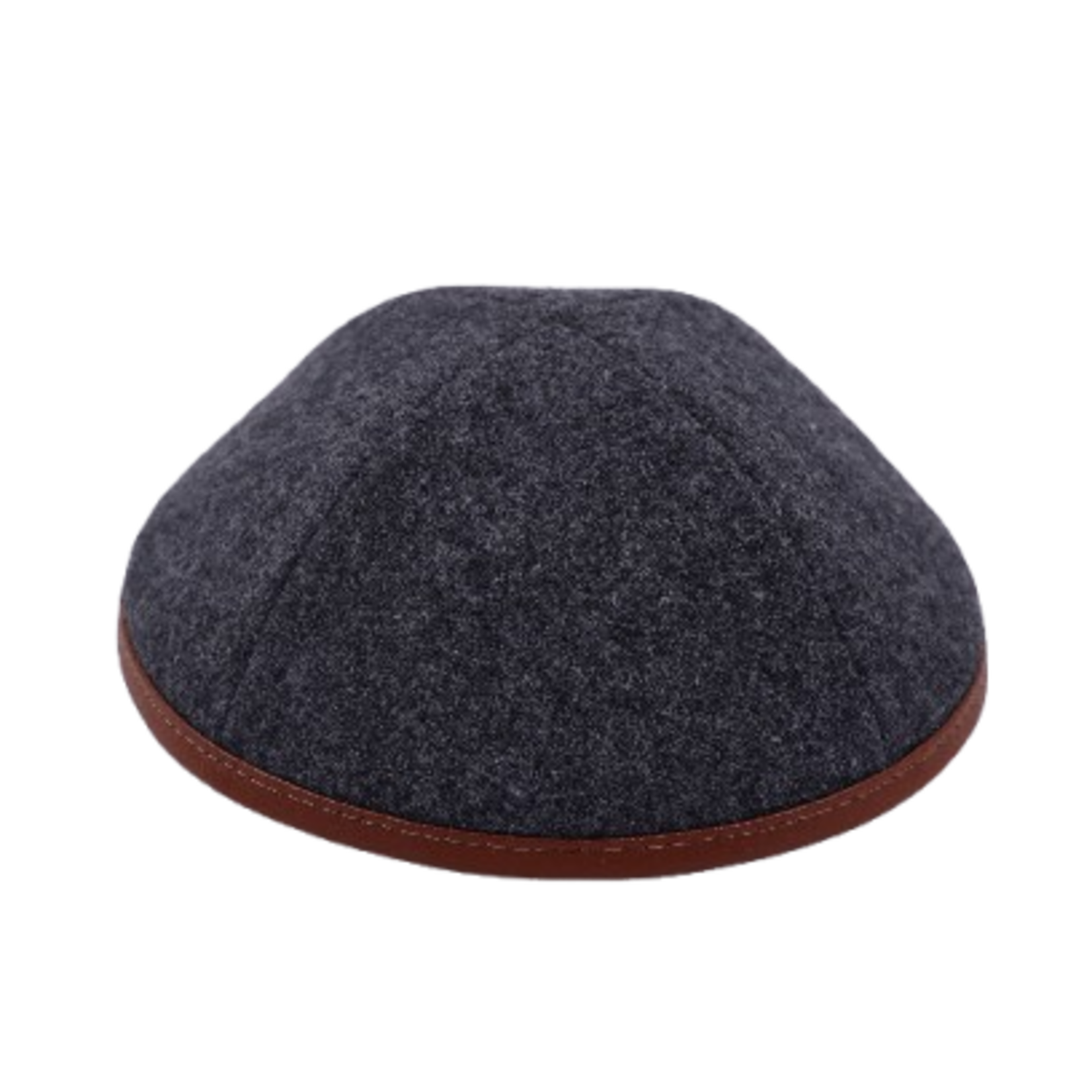 Coolkippahs Wool Grey- Brown Pleather Trim