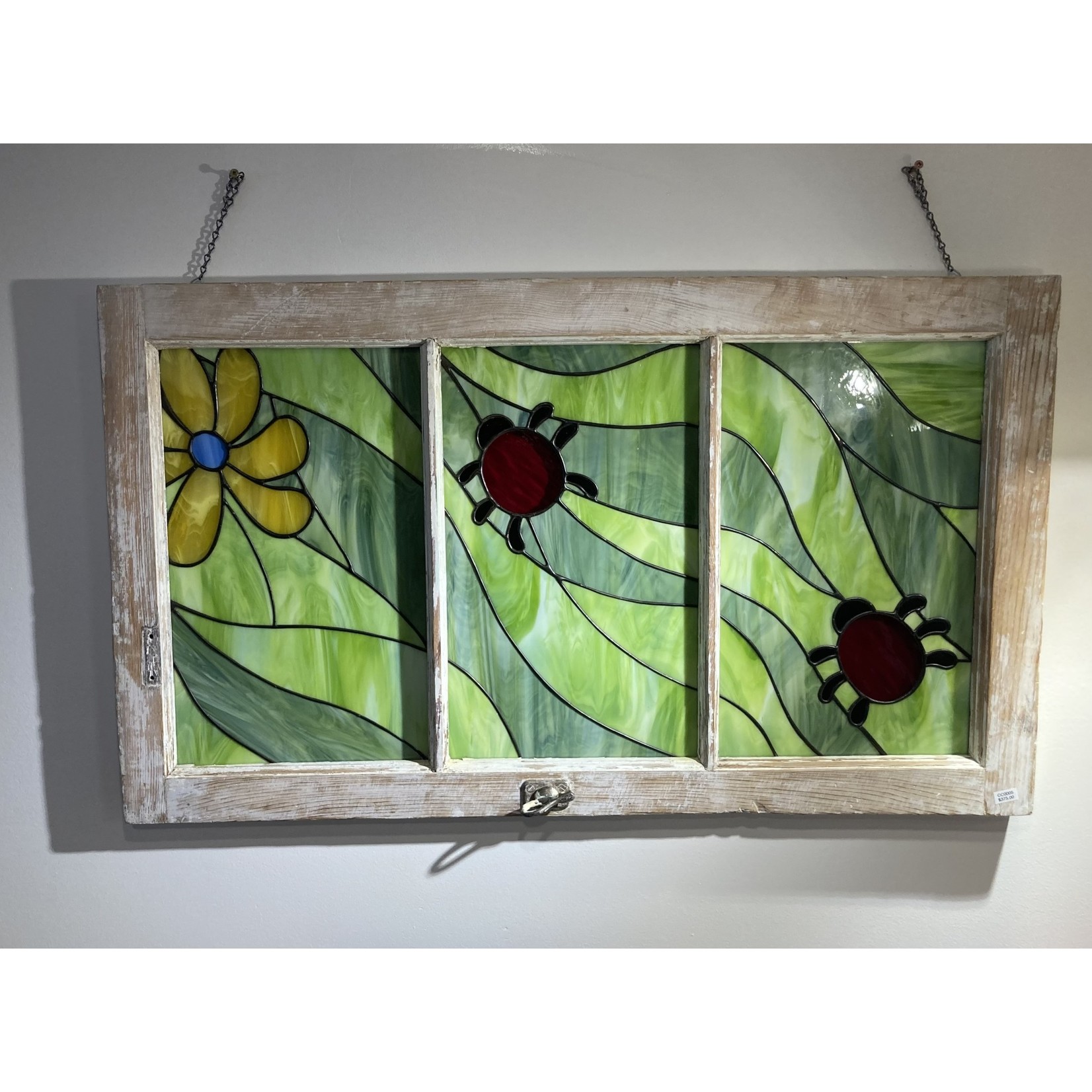 Cleo's Creations Stained Glass Window Frame with Ladybugs
