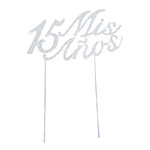 Mis 15 Anos Rhinestone Cake Topper - Silver