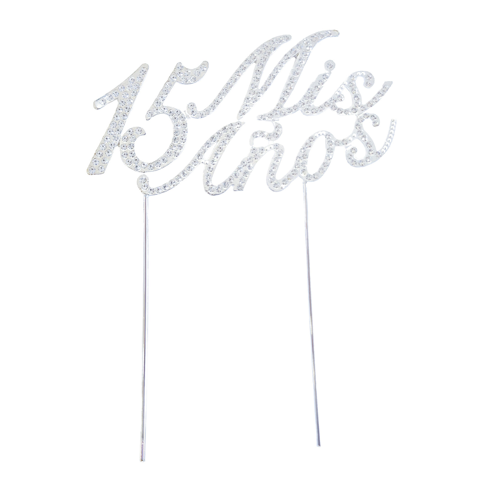 Mis 15 Anos Rhinestone Cake Topper - Silver