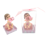 Baby Sitting on Box with Bottle Poly Resin