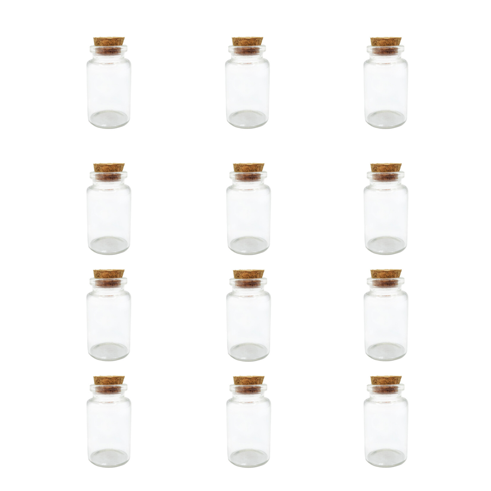 2" Mini Glass Cork Bottles - 12 PCS
