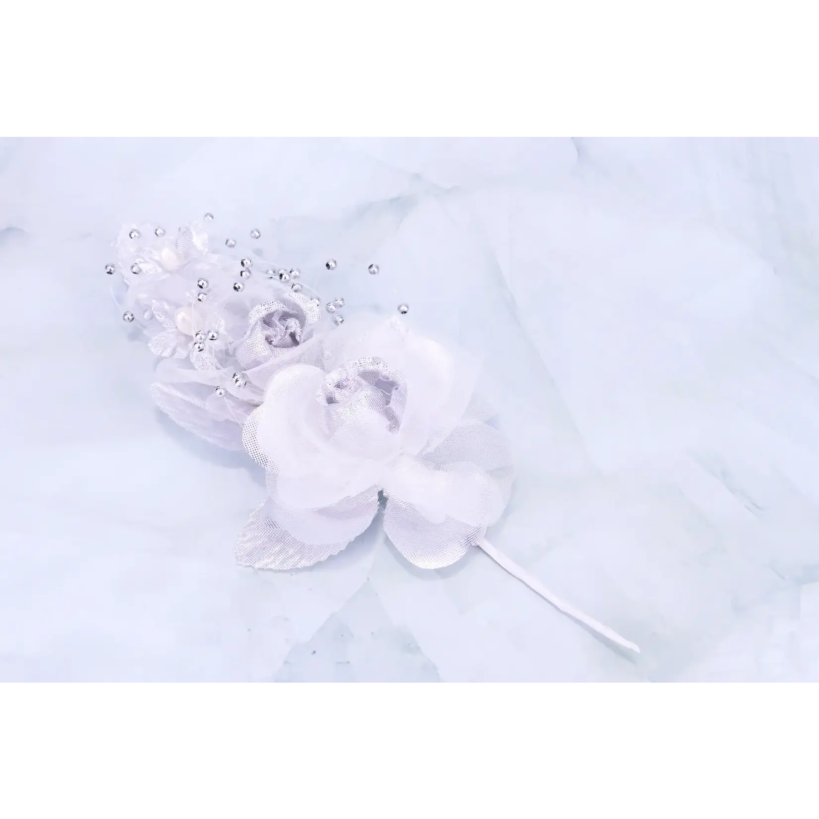6"  Silk Corsage Flowers with Pearl Spray - Pack of 12