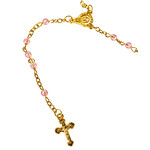 Van Long Silk & Crafts Pearled Rosaries Pink/Gold Small - 12 PCS