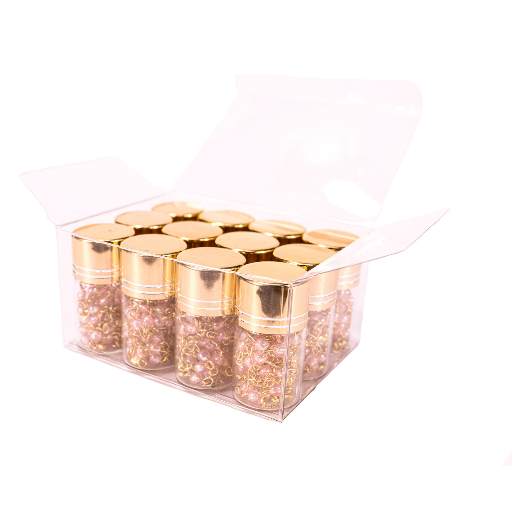 Van Long Silk & Crafts Pearled Rosaries Pink/Gold Small - 12 PCS