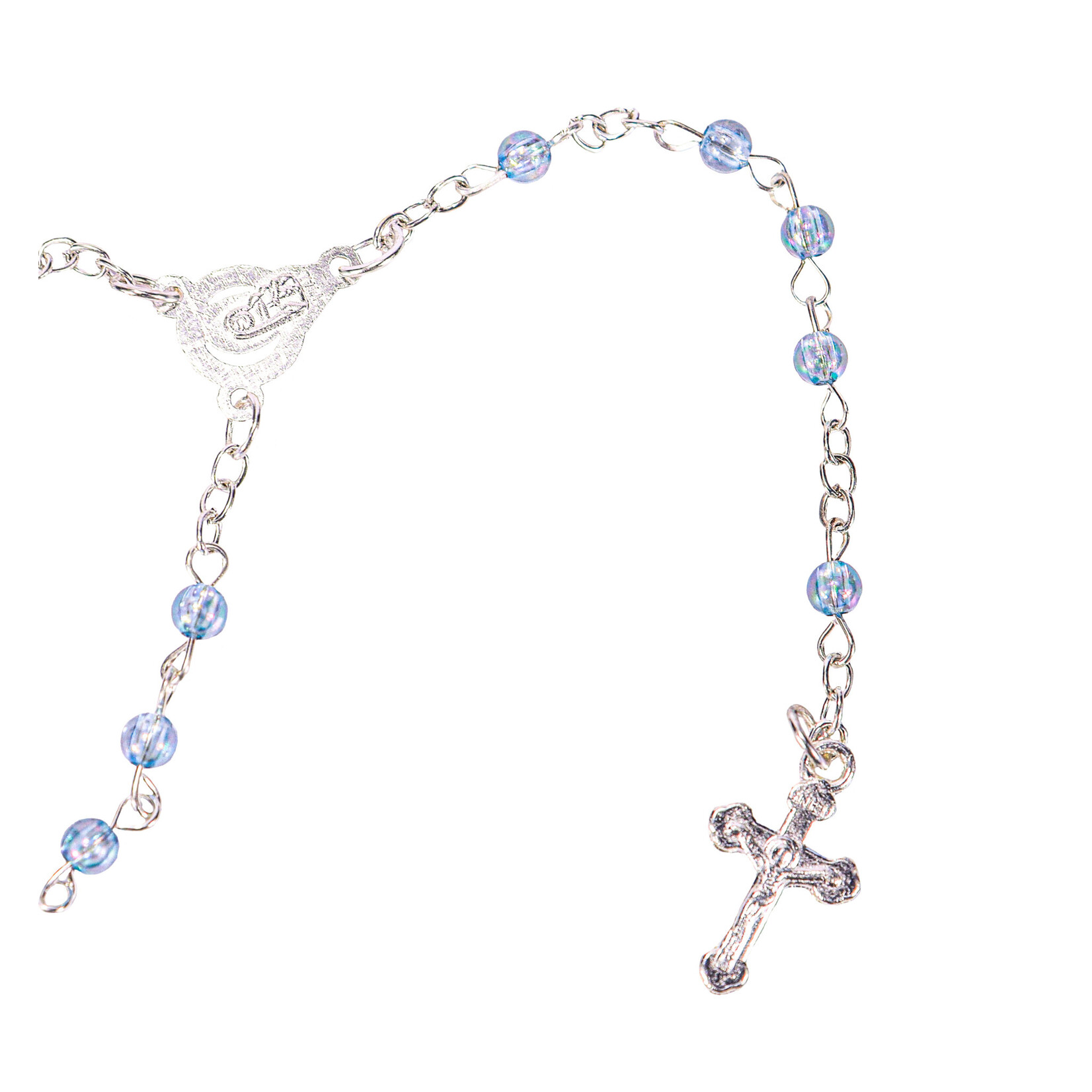 Van Long Silk & Crafts Mini Rosaries 12 PCS - Blue/Silver