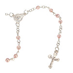 Van Long Silk & Crafts Pearled Rosaries Pink/Silver Small - 12 PCS
