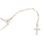 Van Long Silk & Crafts Pearled Rosaries White/Silver Small - 12 PCS
