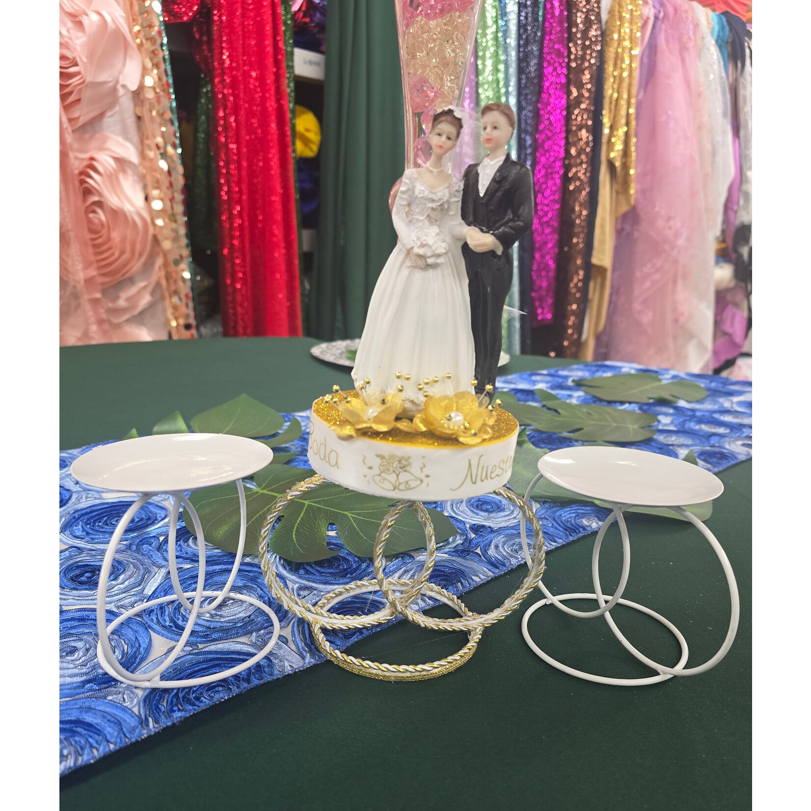 4" White Metal Centerpiece Stand – Wedding, Baptism, First Communion, Party Decoration