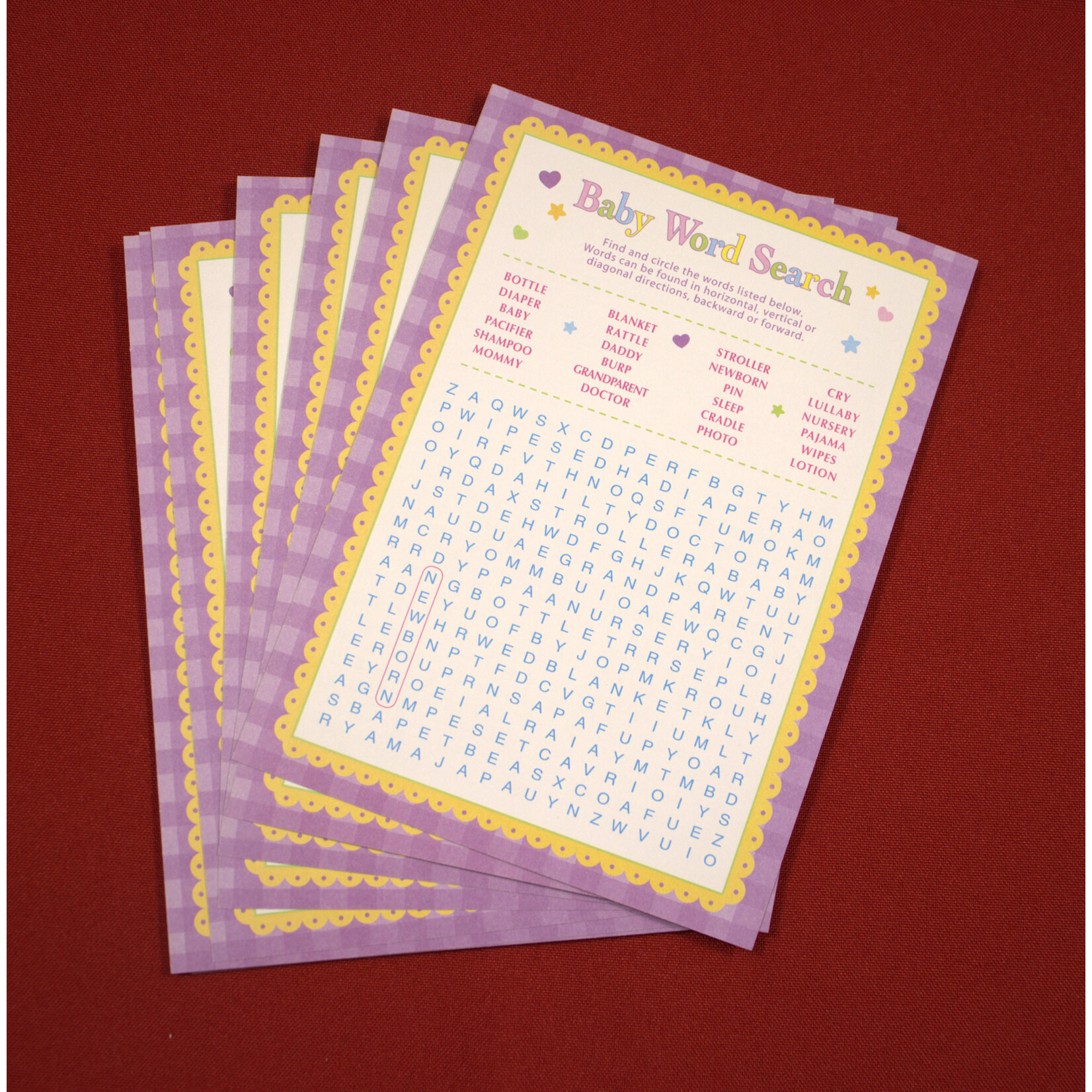Baby Shower Word Scramble/Word Seach- 24 PCS