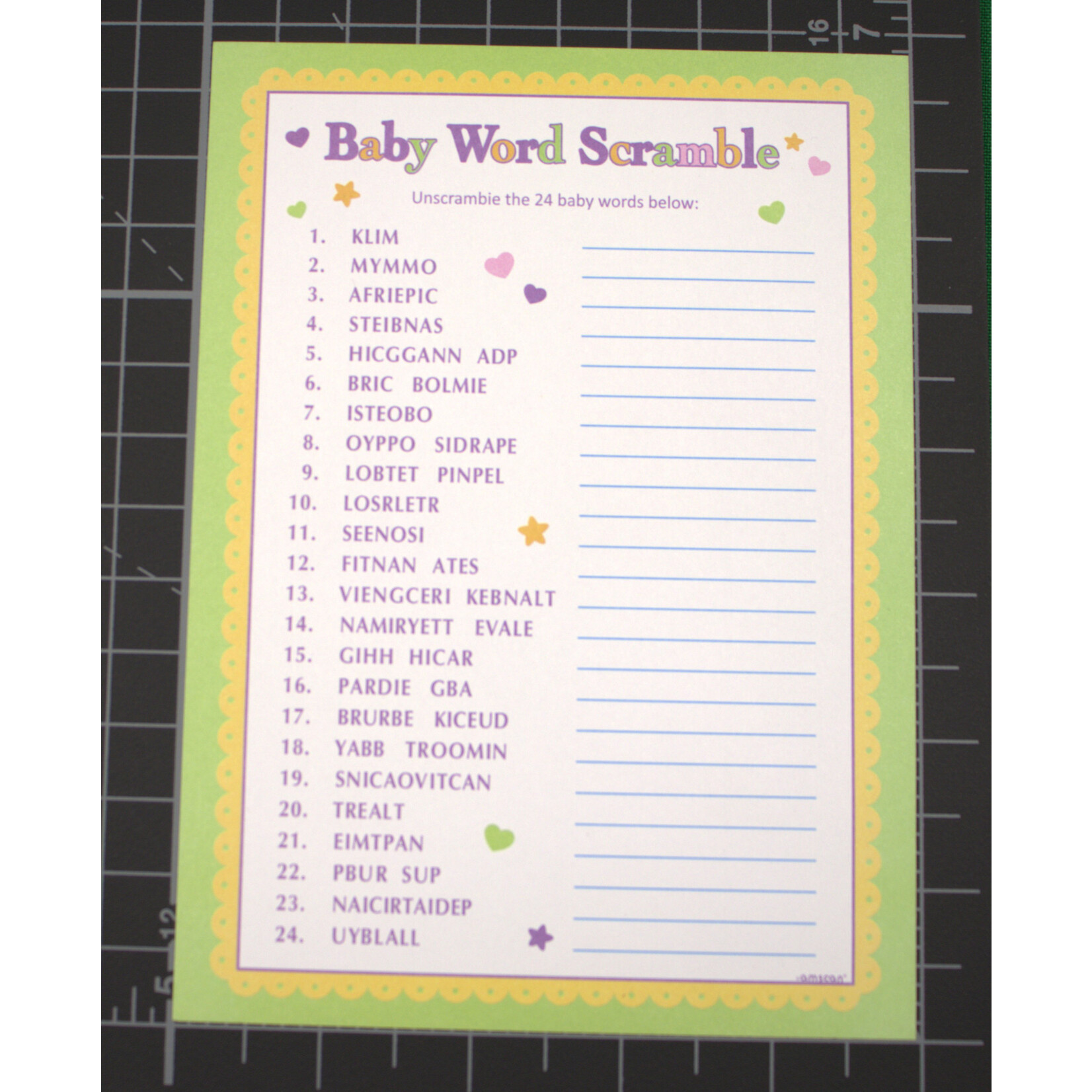 Baby Shower Word Scramble/Word Seach- 24 PCS