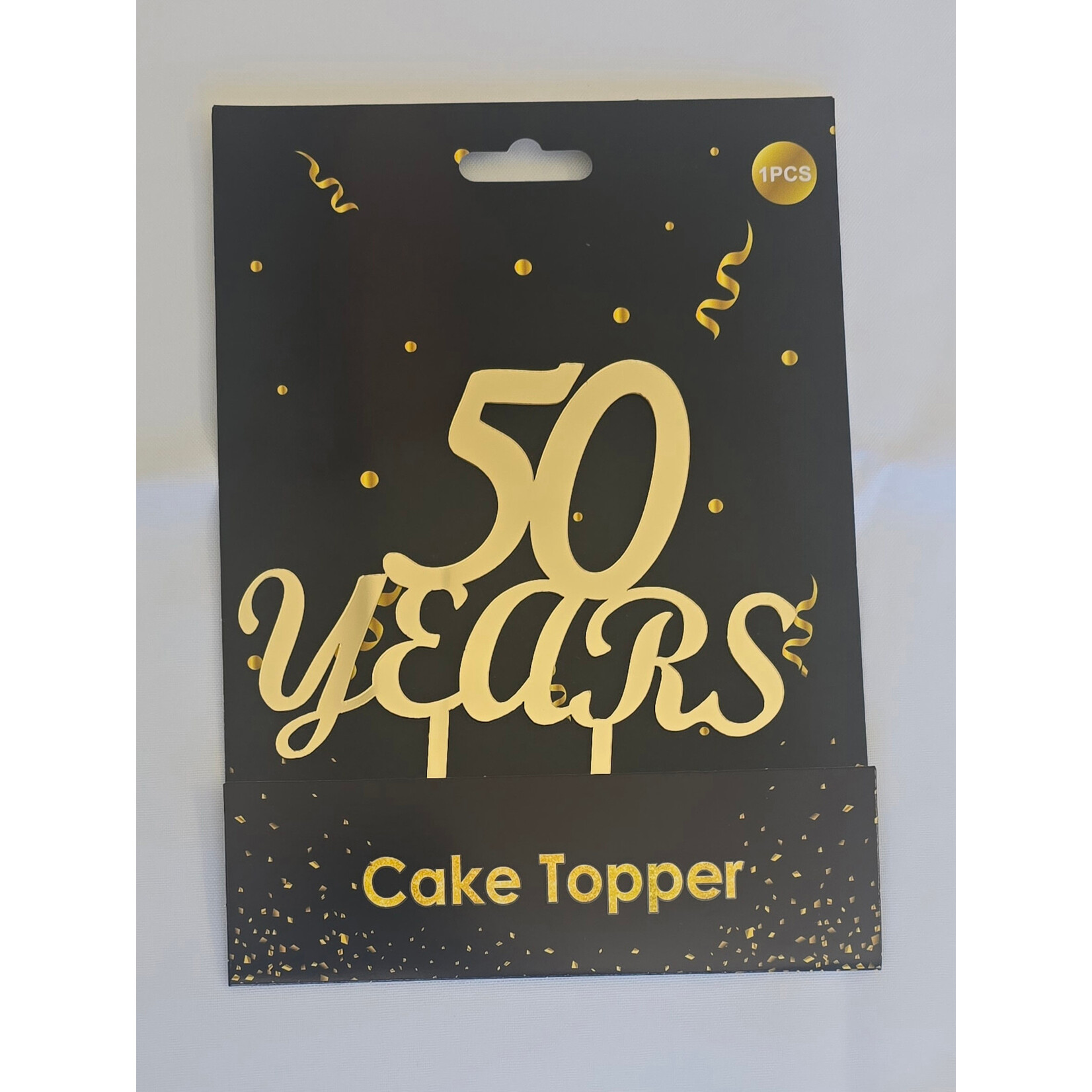 "50 Years" Mirrored Acrylic Cake Topper Gold