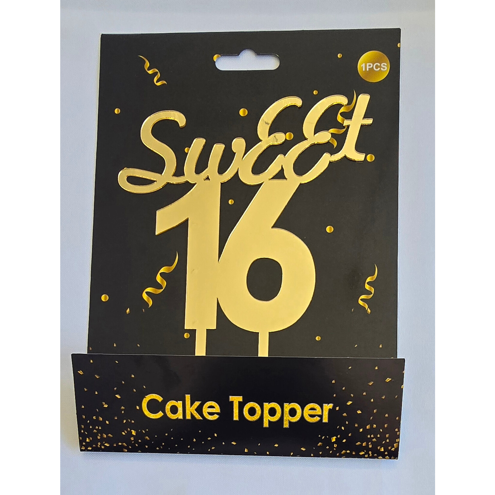Sweet 16 Mirrored Acrylic Cake Topper Gold