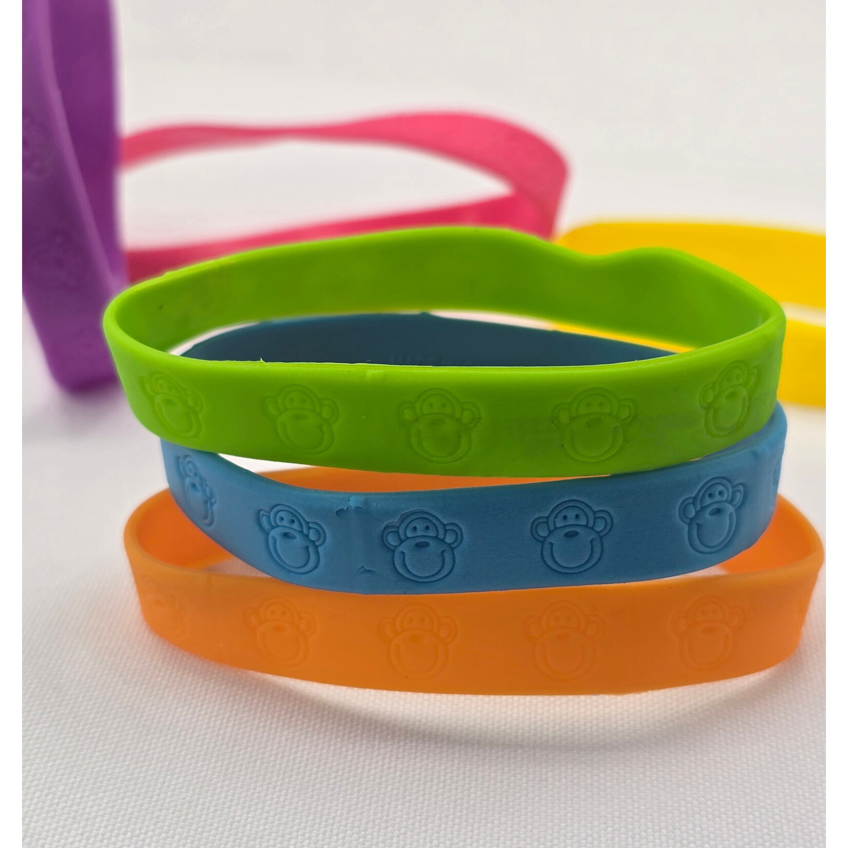JM & Sons Monkey Face 12pc Rubber Bracelet - Party Favors - 6  Colors