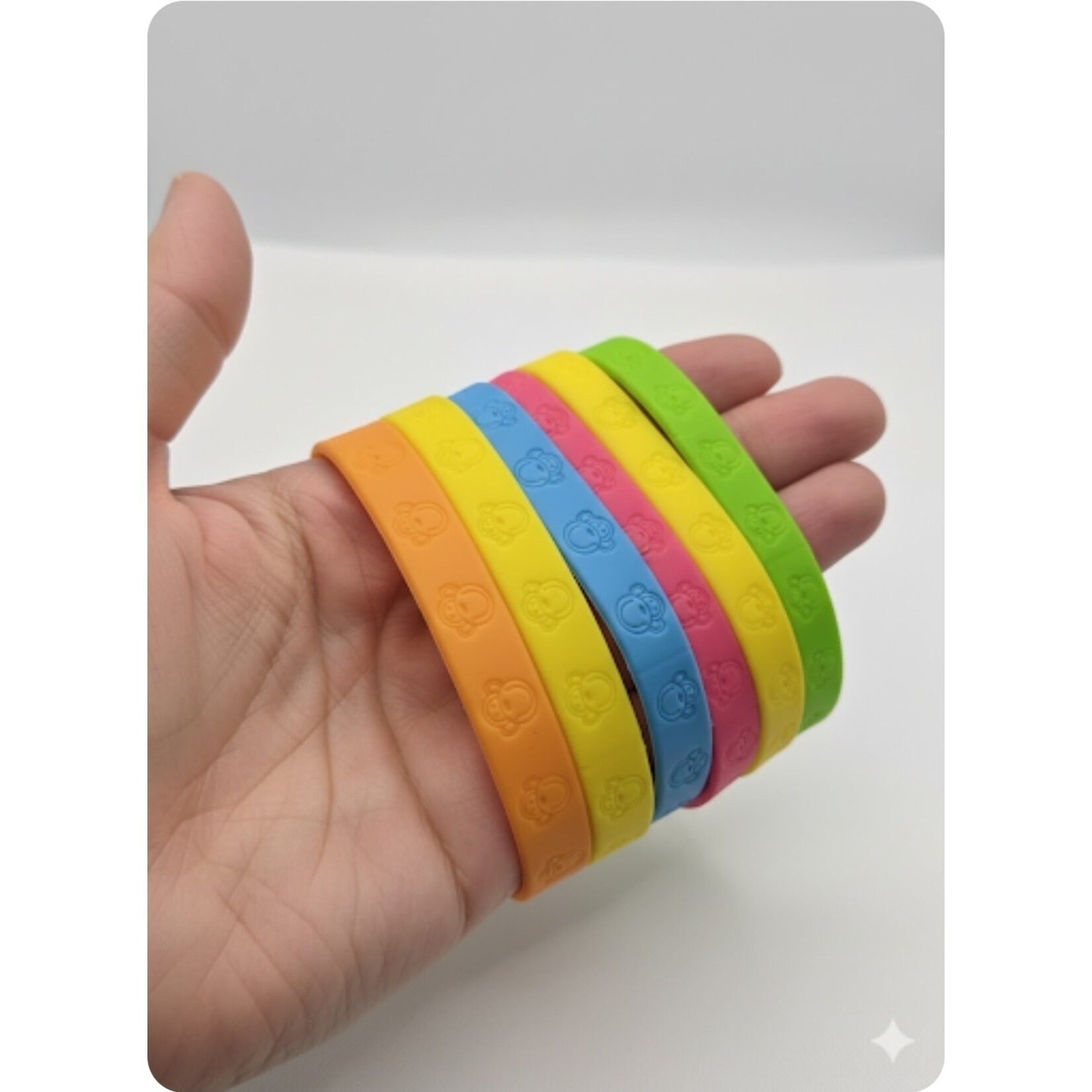 JM & Sons Monkey Face 12pc Rubber Bracelet - Party Favors - 6  Colors