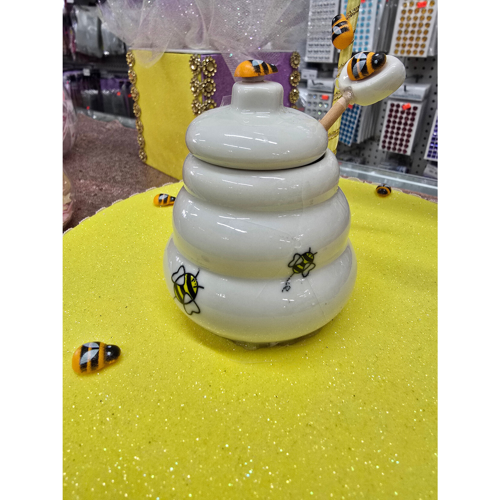 Honey Pot w/ Wood Depper "Meant to Bee"