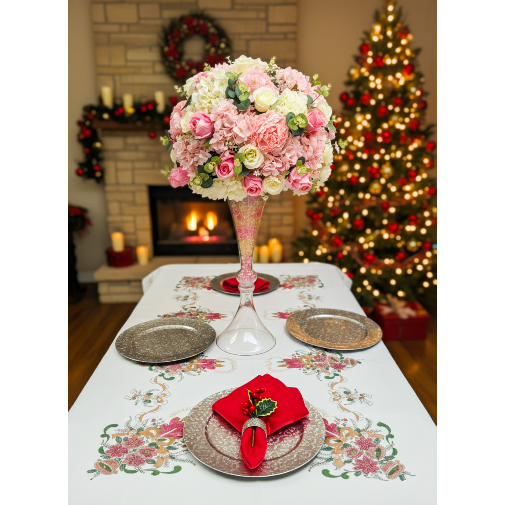 Painted Christmas Tablecloth