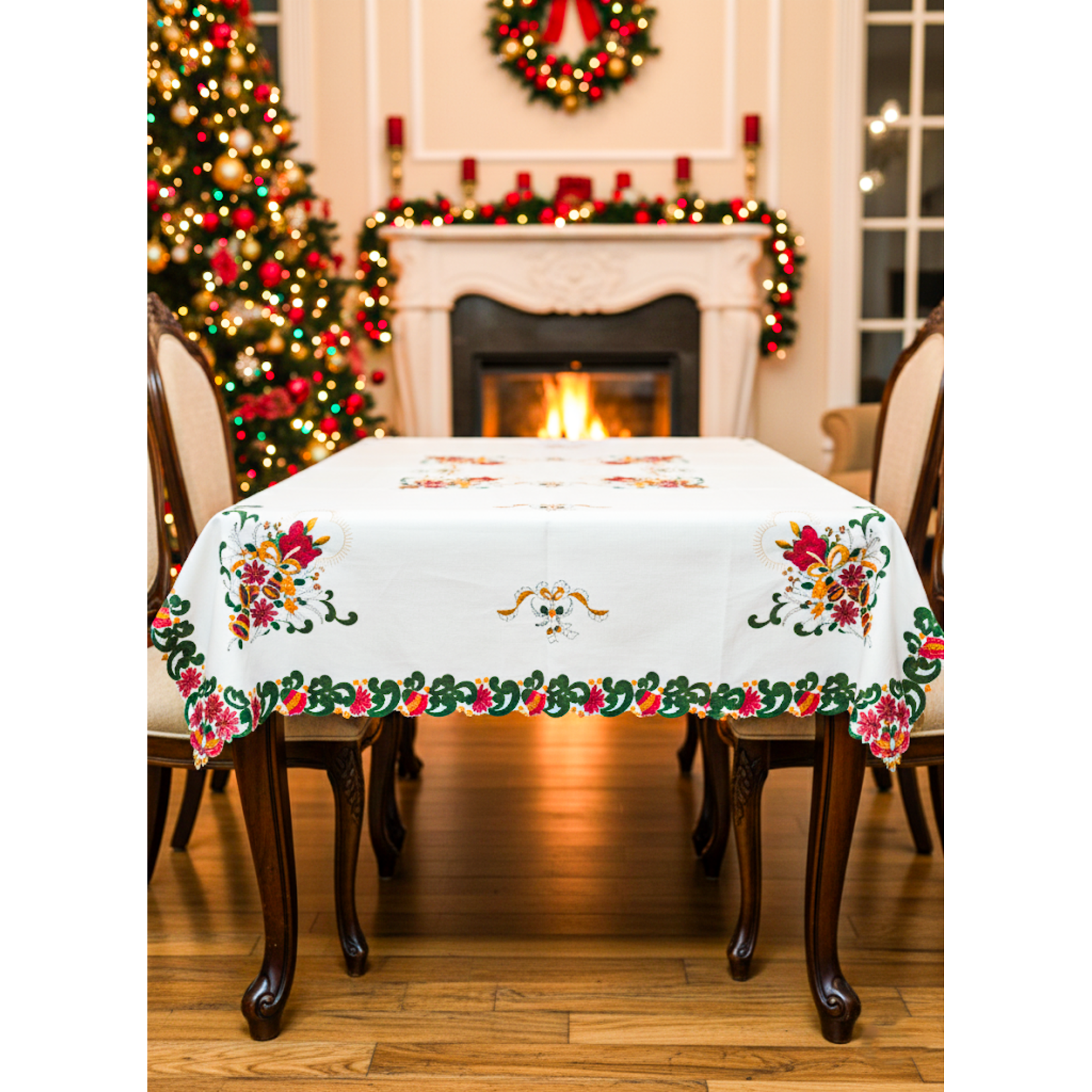Painted Christmas Tablecloth