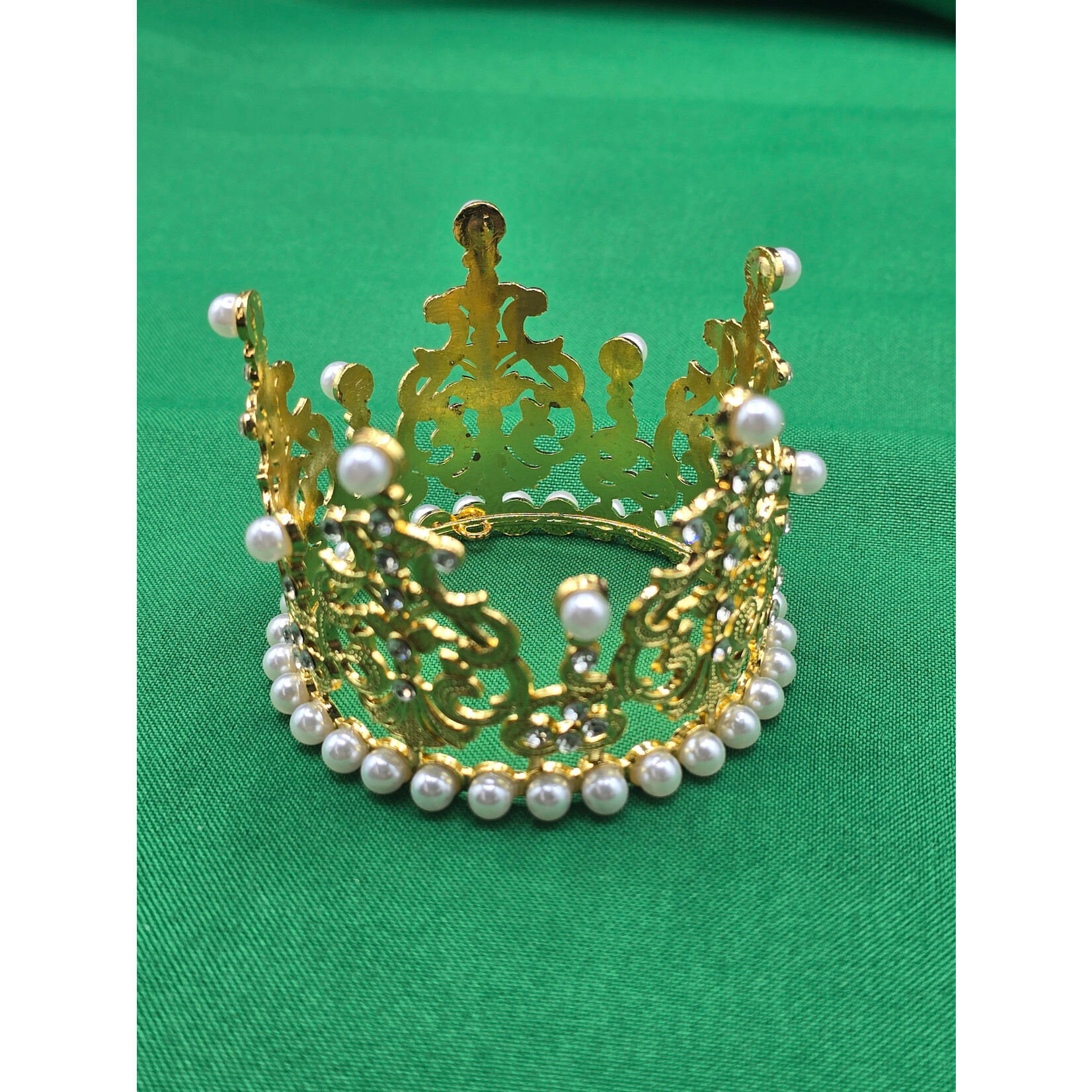 3" Pearl &  Rhinestone Vintage Crown 1pc - Gold