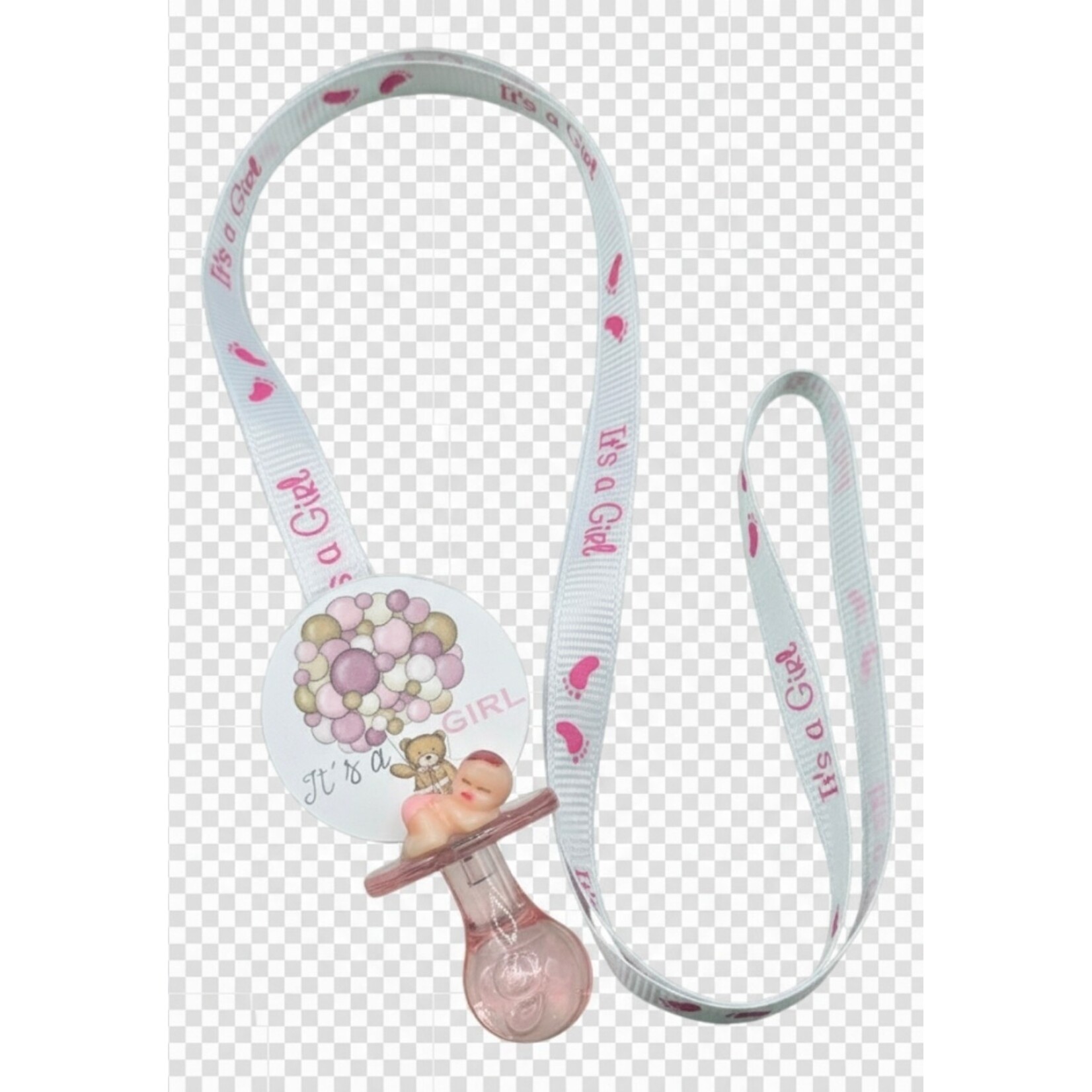 3/8" x 25 Yards "It's a Girl" Baby Shower Grosgrain Ribbon