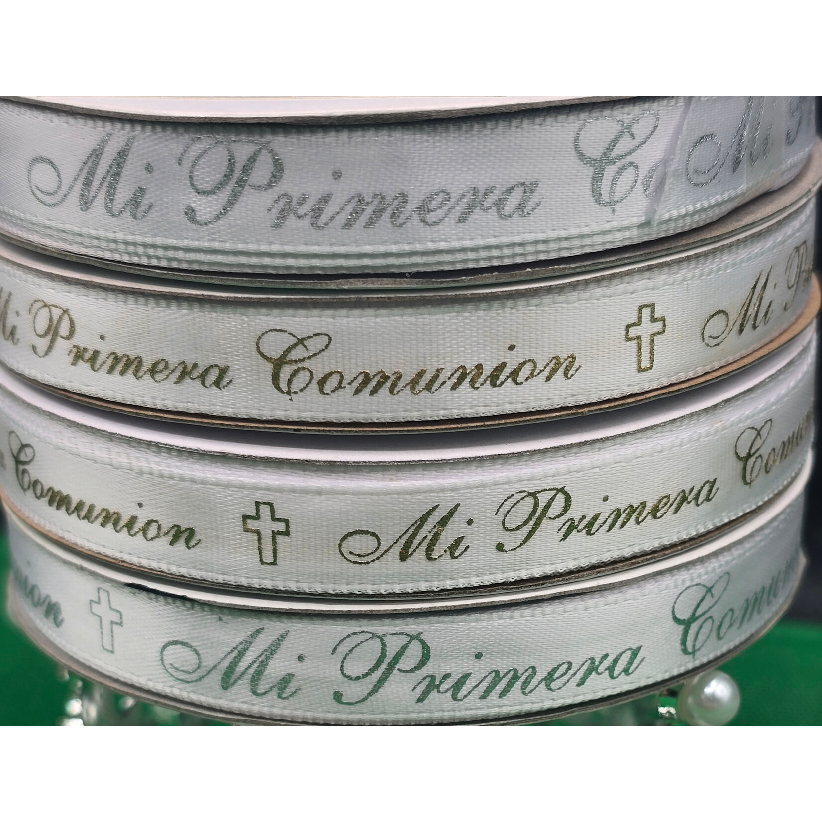 3/8" x 25 Yards "Mi Primera Comunion" First Communion Satin Ribbon -