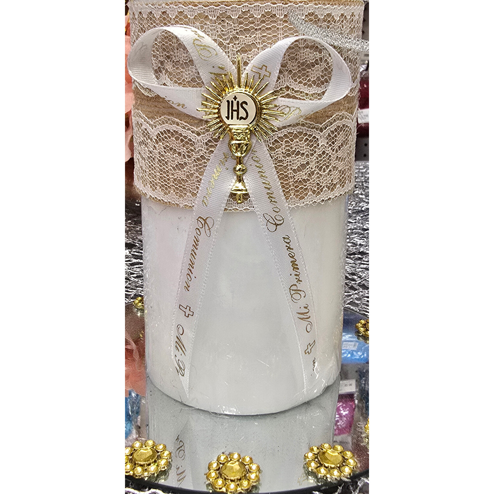 3/8" x 25 Yards "Mi Primera Comunion" First Communion Satin Ribbon -