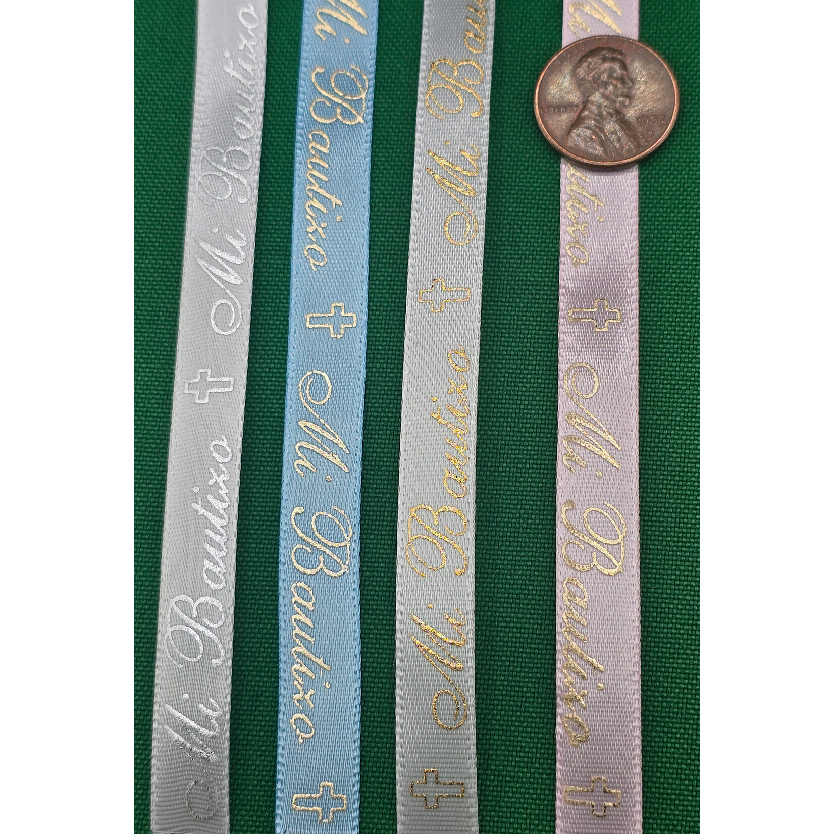 3/8" x 25 YD - "Mi Bautizo" Baptism Satin Ribbon Roll -