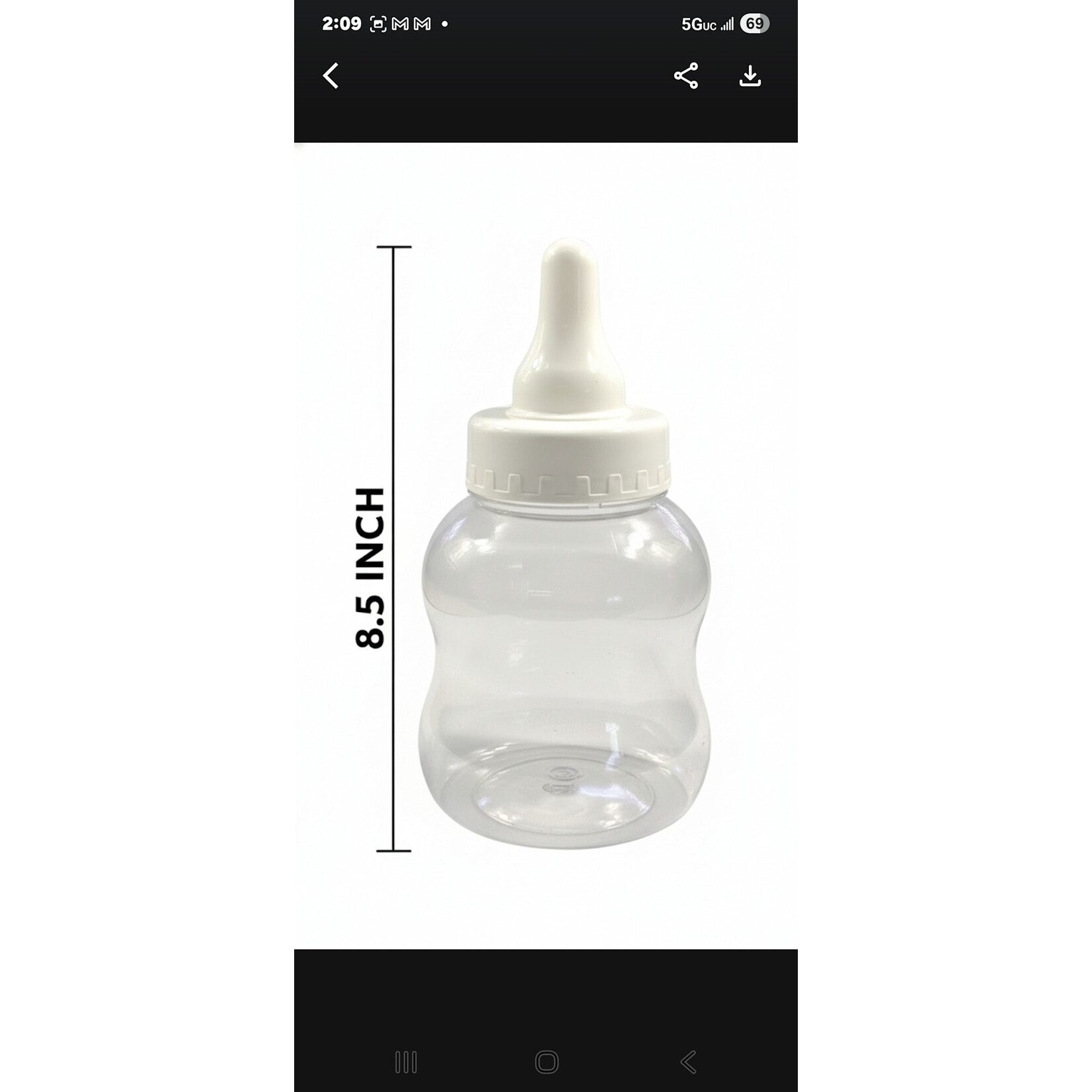 8 1/2" Plastic Baby Bottle - Baby Shower, Center Piece, Decoration, Gender Reveal