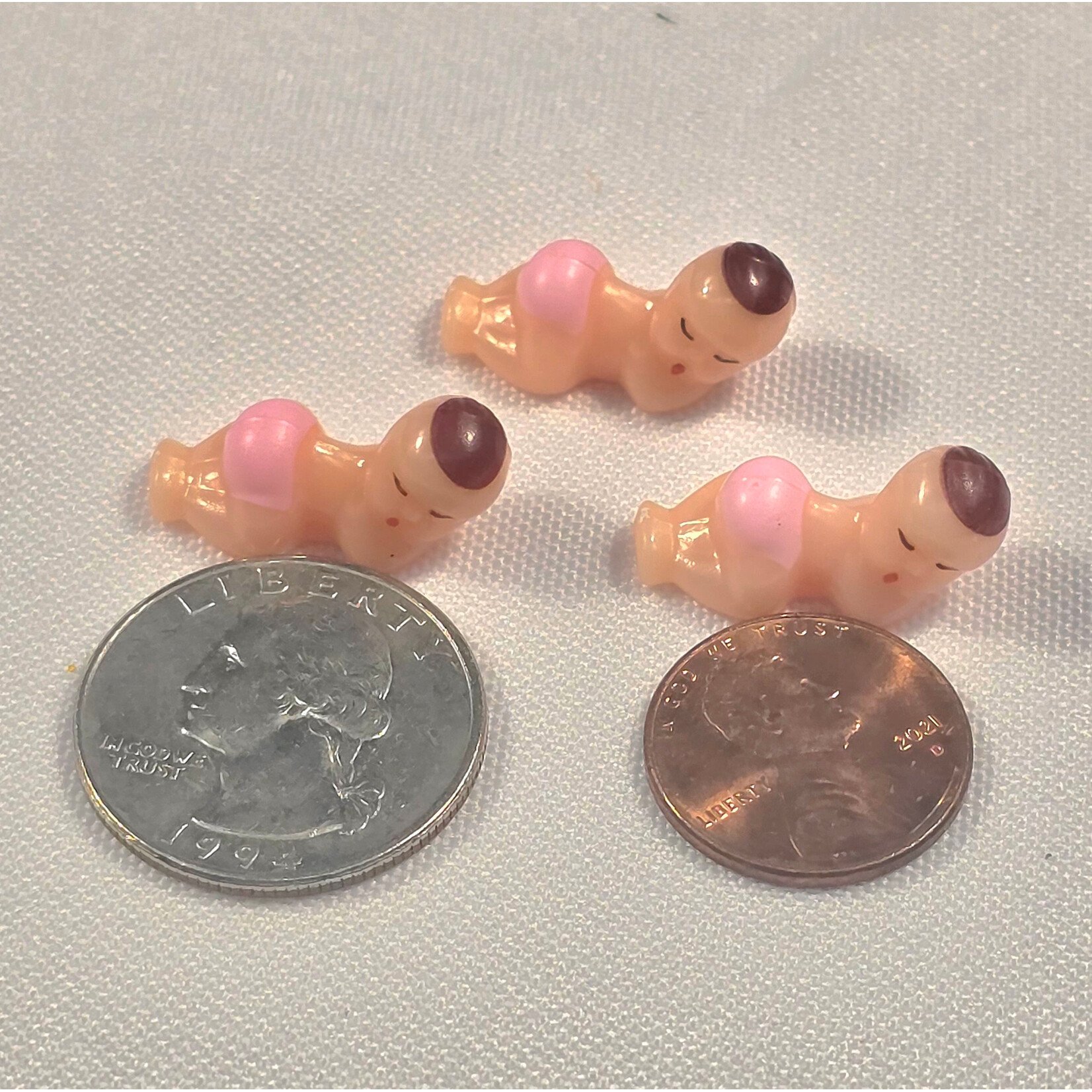 0.75-inch Tiny Pink Plastic Baby (Sleeping)  - 12pcs Baby Shower Gender Reveal Decorations