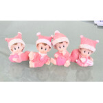 Hand Painted 1.5" Ceramic Baby (Set of 4) - Pink