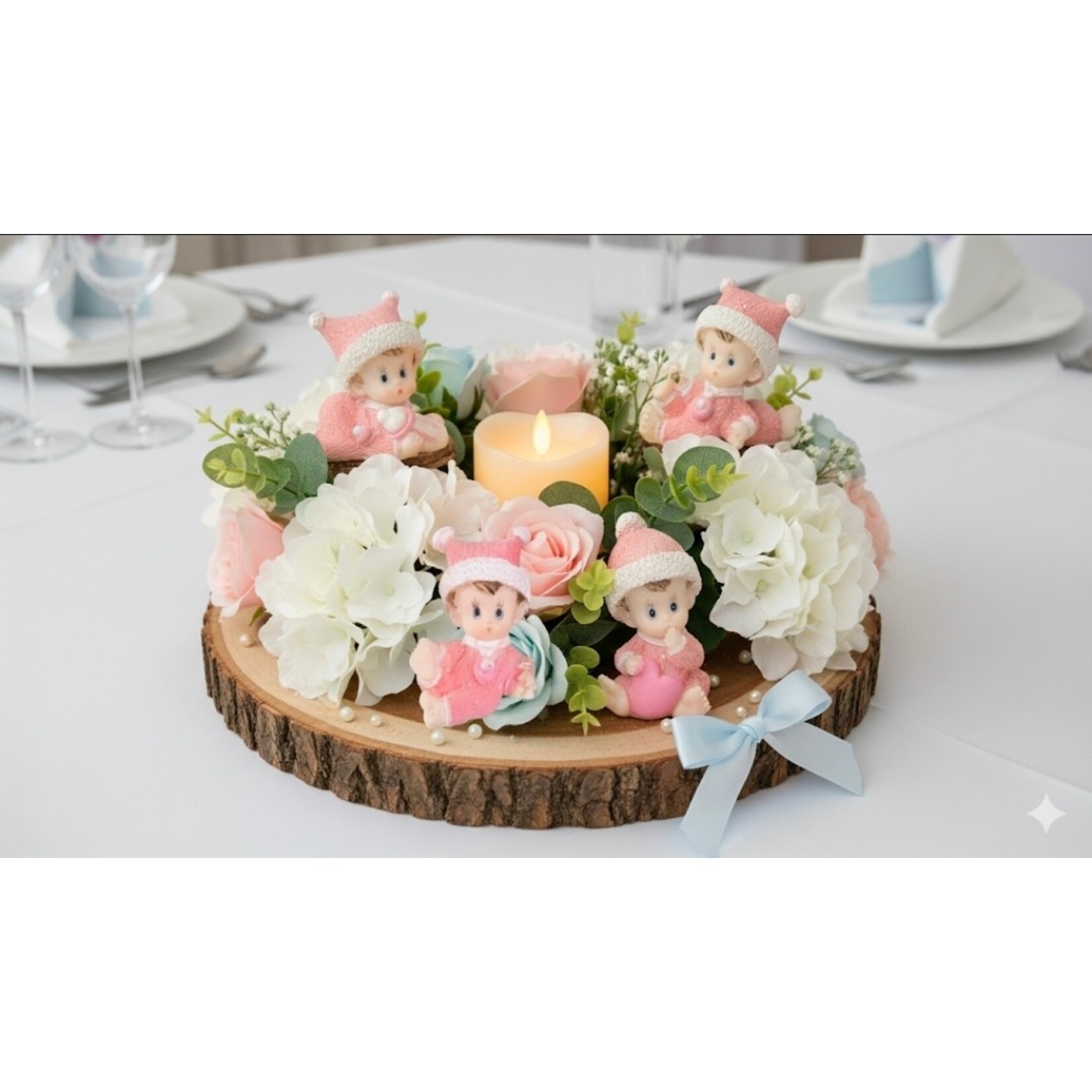 Hand Painted 1.5" Ceramic Baby (Set of 4) - Pink