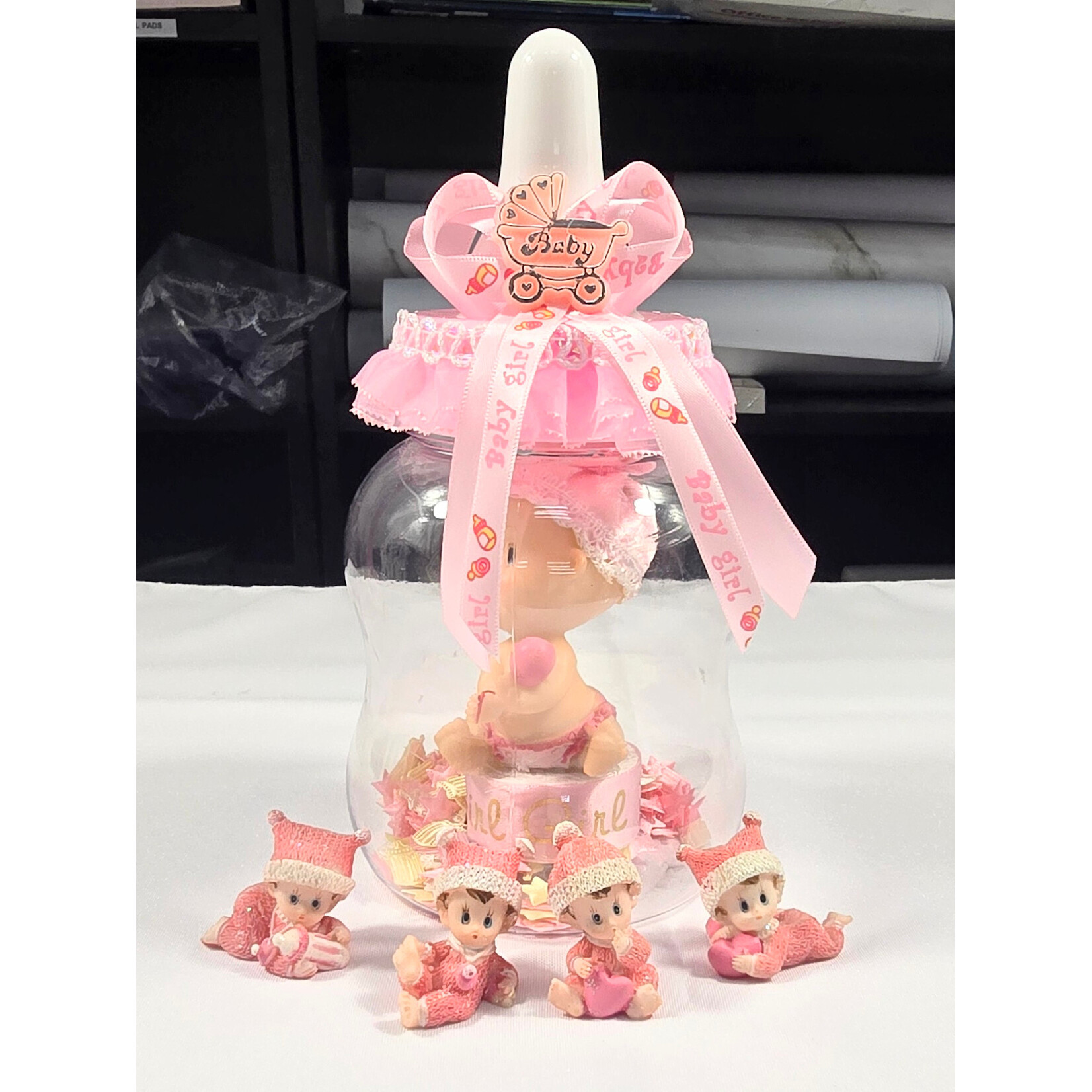 Hand Painted 1.5" Ceramic Baby (Set of 4) - Pink